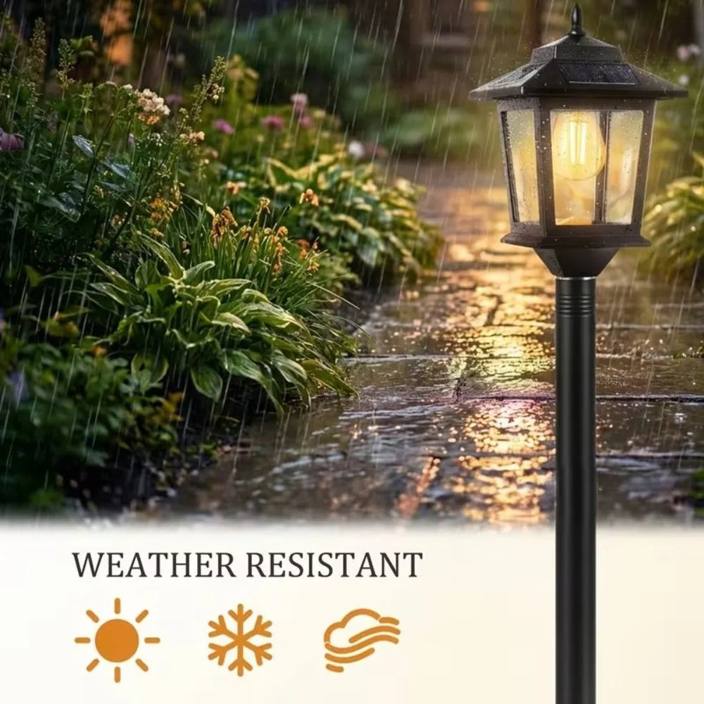 2 Pack 63 Inch Solar Lamp Post Lights, 1800 Lumens Outdoor Solar Landscape Lights with Replaceable Bulbs, IP44 Waterproof Warm White Lighting,Courtyard lights, outdoor solar street lights, for Garden, Patio, Lawn, Pathway