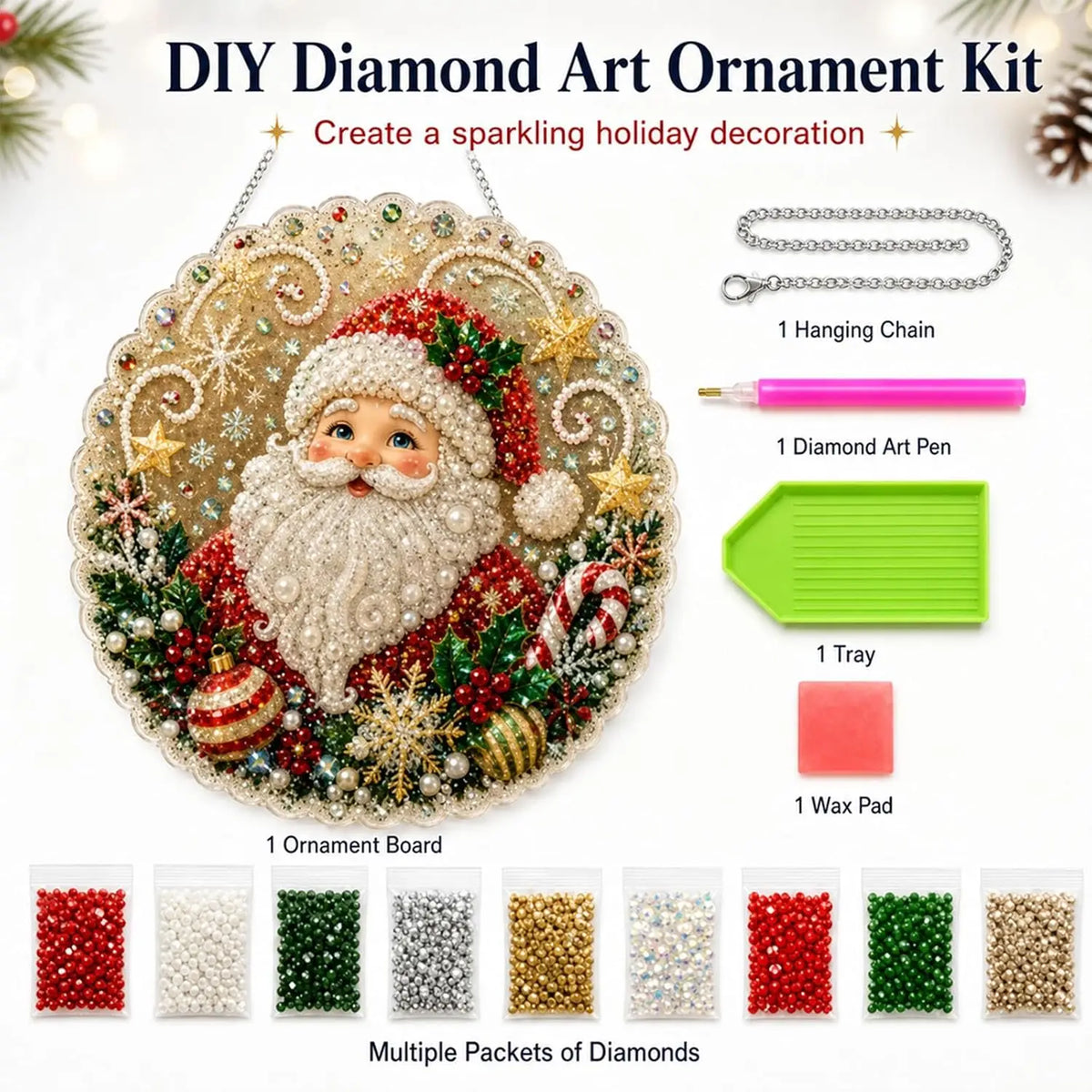 Christmas Pearl Art Diy Hanging Ornament Kit Diamond Painting Acrylic