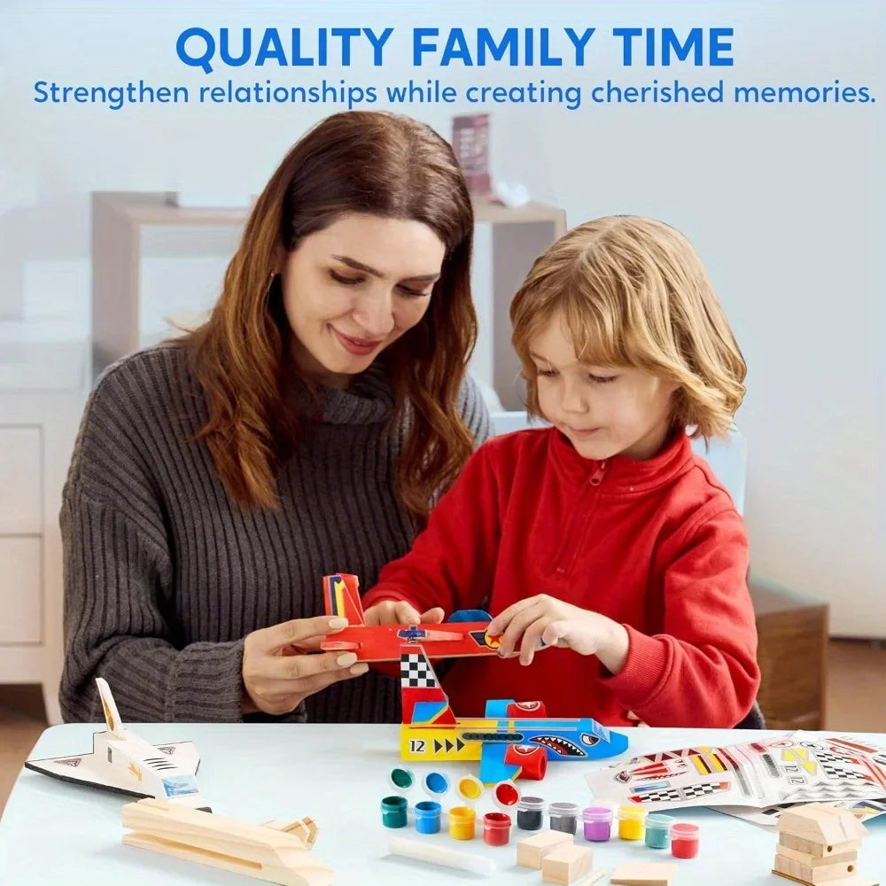 Joyfy Four Piece Wooden Airplane Craft Kit For Children