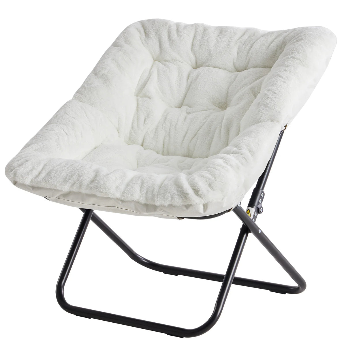 JHK Cozy Padded Saucer Chair With Foldable Metal Frame