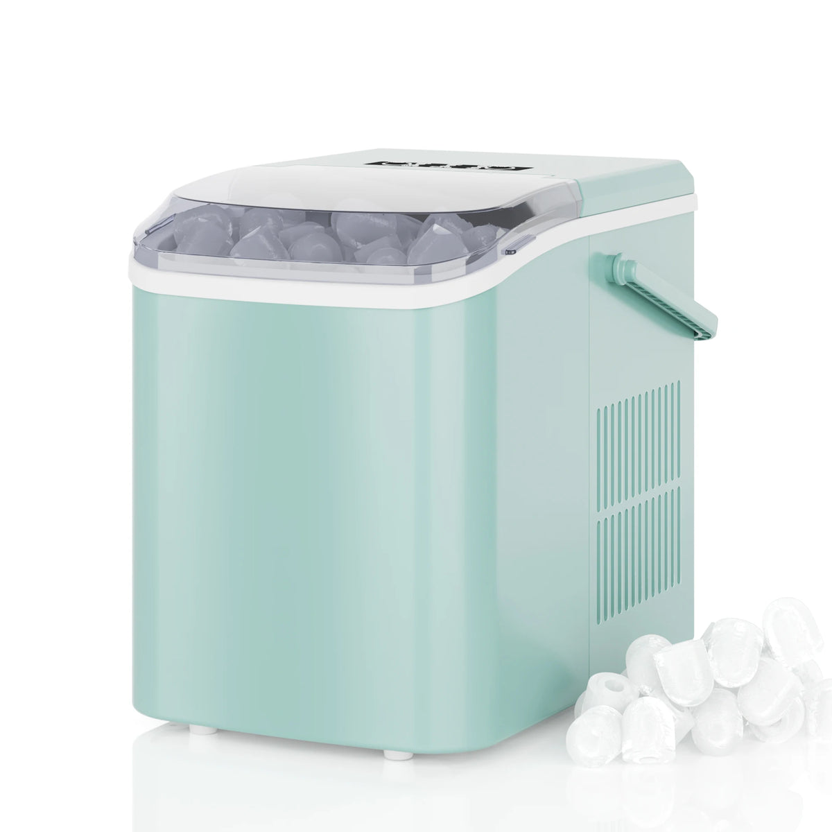 Compact Countertop Ice Maker Quickly Producing Bullet Ice Cubes
