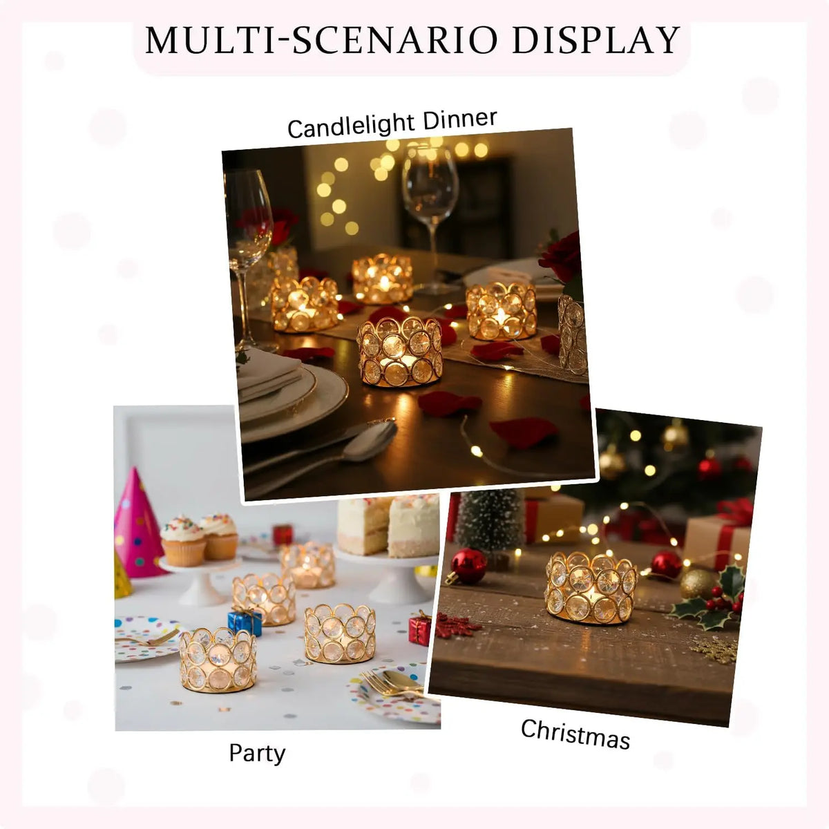 Vinciant 12Pcs Crystal Votive Candle Holders Wedding Party Decor