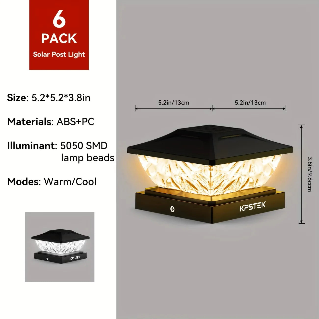 KPSTEK Solar Outdoor Villa Fence Garden Column Light