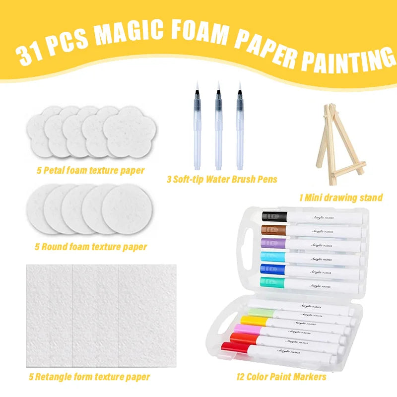 3D Magic Texture Painting Kit With Foam Sheets And Markers
