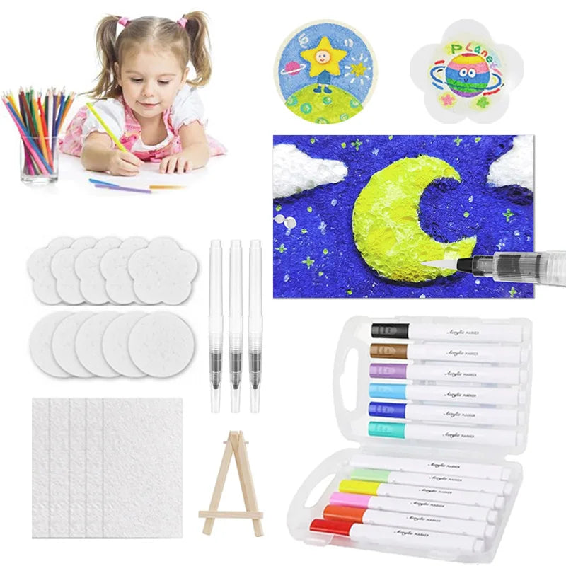 3D Magic Texture Painting Kit With Foam Sheets And Markers