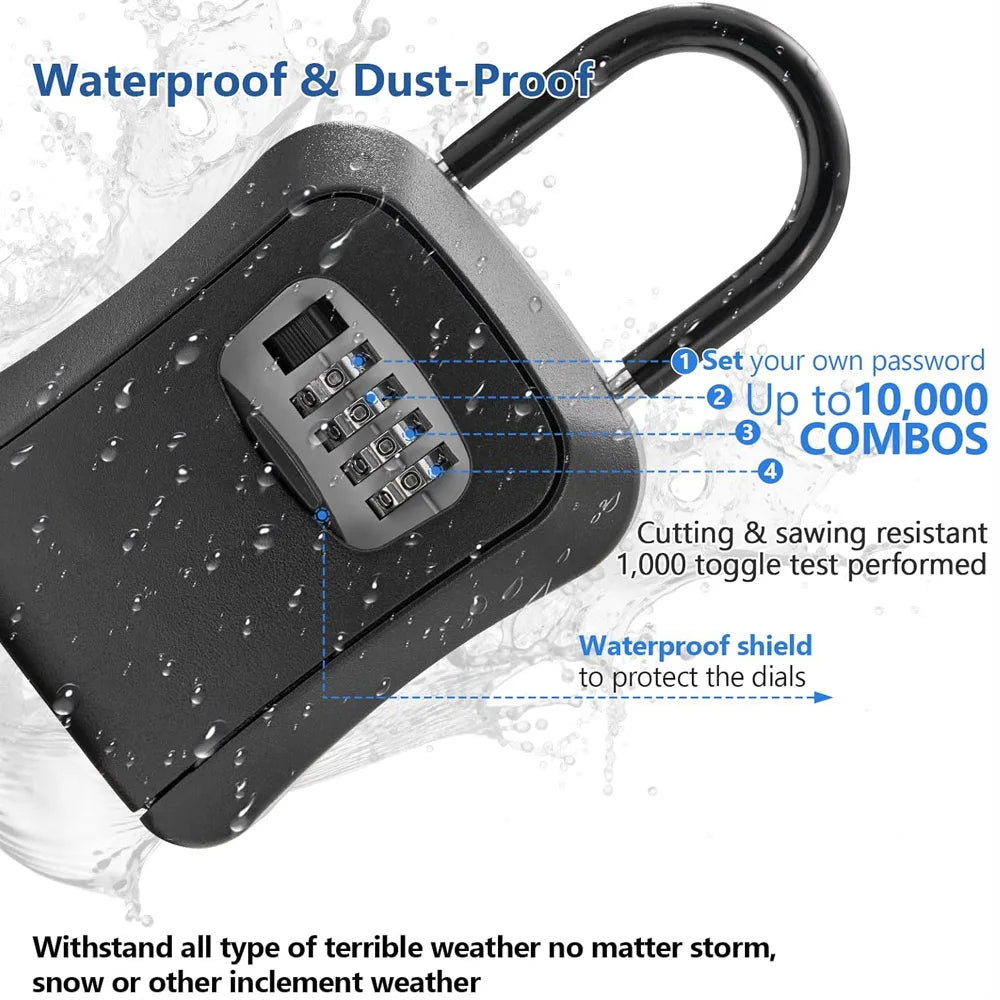 Portable Wall Mount 4 Digit Combination Key Lock Box Safe