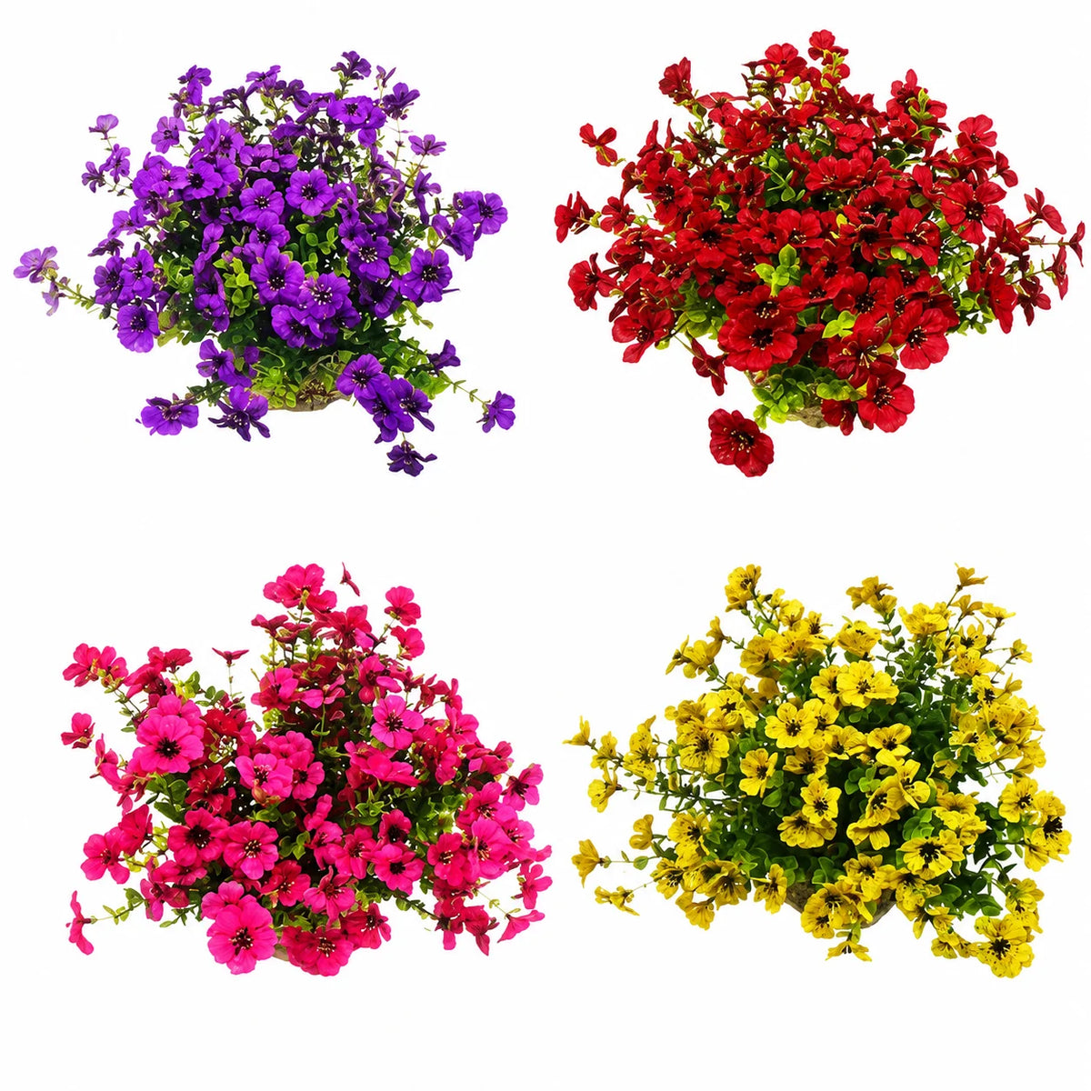 Artificial Flowers for Outdoor Decor, UV Resistant Fake Plastic Plants Shrubs, Hanging Basket Window Box Filler for Garden Patio Porch