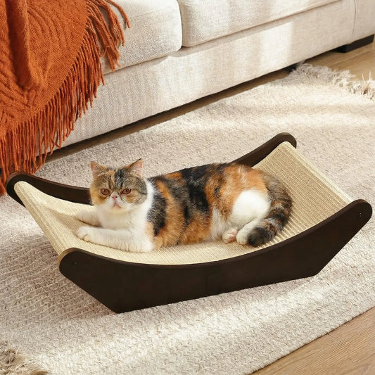 2-In-1 Cat Scratcher Lounging Bed With Natural Sisal Frame