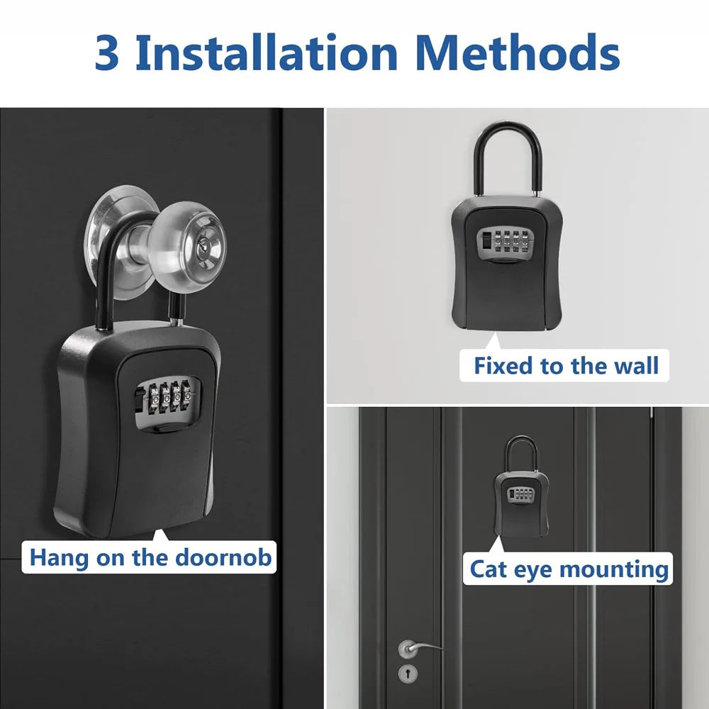 Portable Wall Mount 4 Digit Combination Key Lock Box Safe