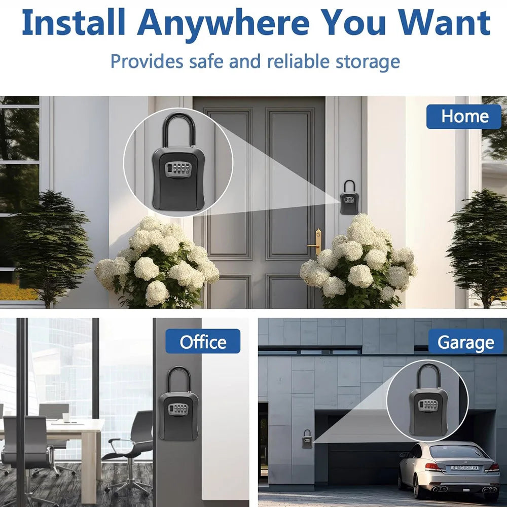 Portable Wall Mount 4 Digit Combination Key Lock Box Safe