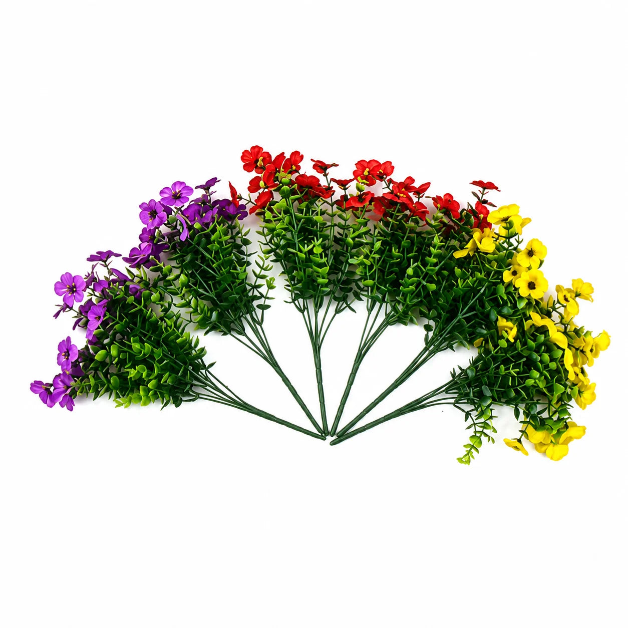 Artificial Flowers for Outdoor Decor, UV Resistant Fake Plastic Plants Shrubs, Hanging Basket Window Box Filler for Garden Patio Porch