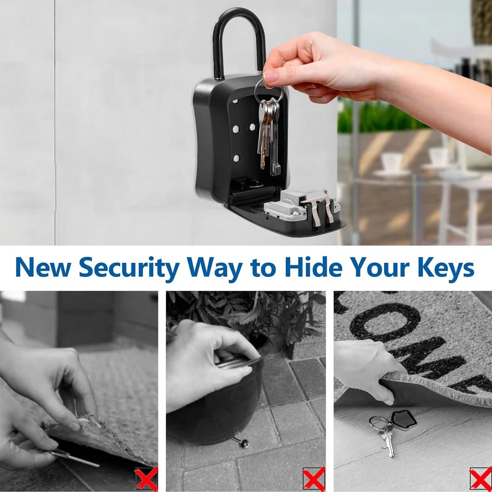 Portable Wall Mount 4 Digit Combination Key Lock Box Safe