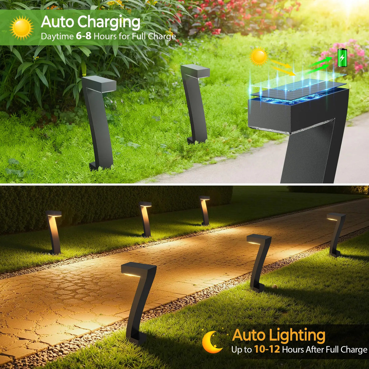 LED Solar Pathway Lights IP65 Waterproof Outdoor Garden Decor