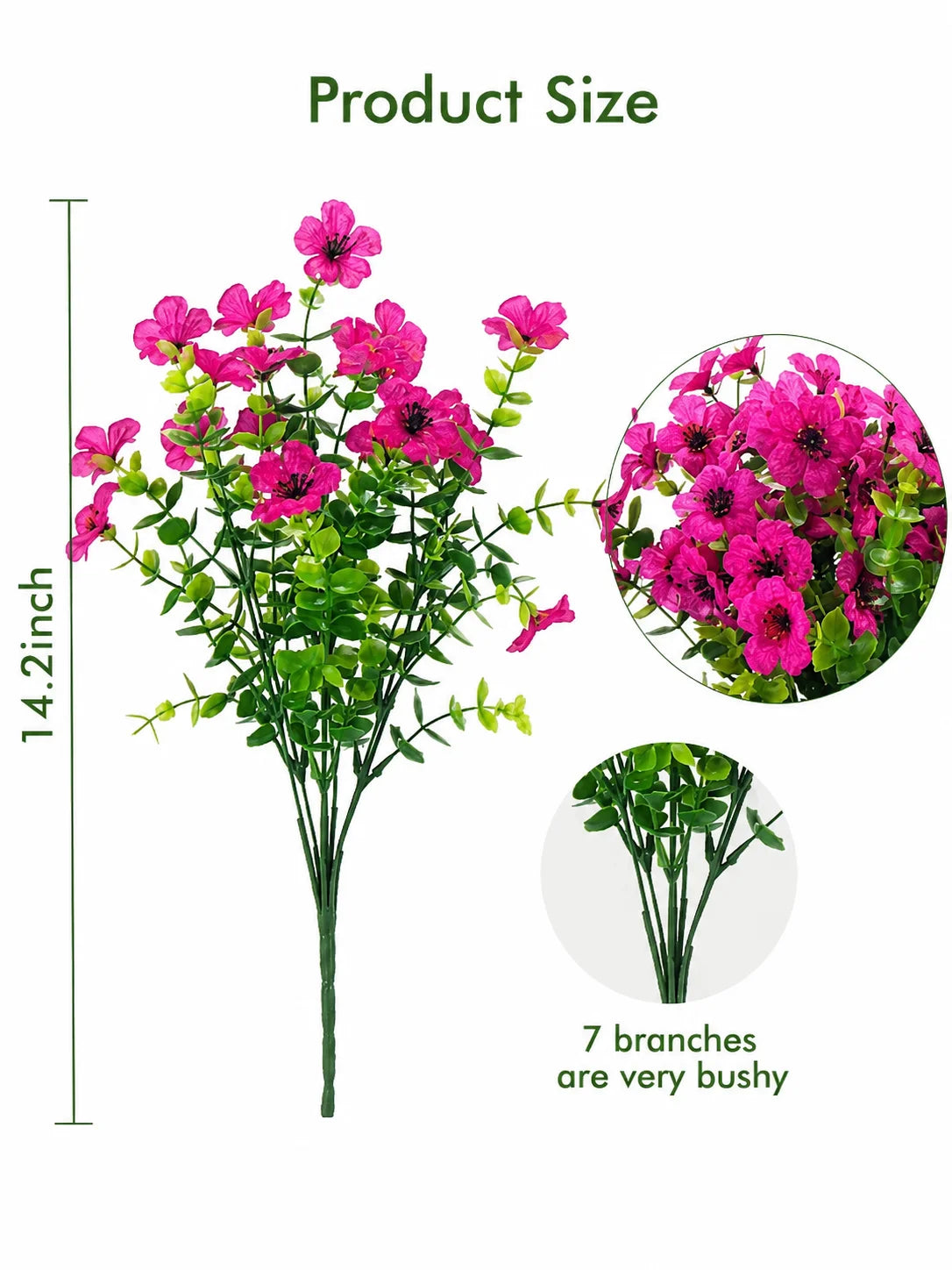 Artificial Flowers for Outdoor Decor, UV Resistant Fake Plastic Plants Shrubs, Hanging Basket Window Box Filler for Garden Patio Porch