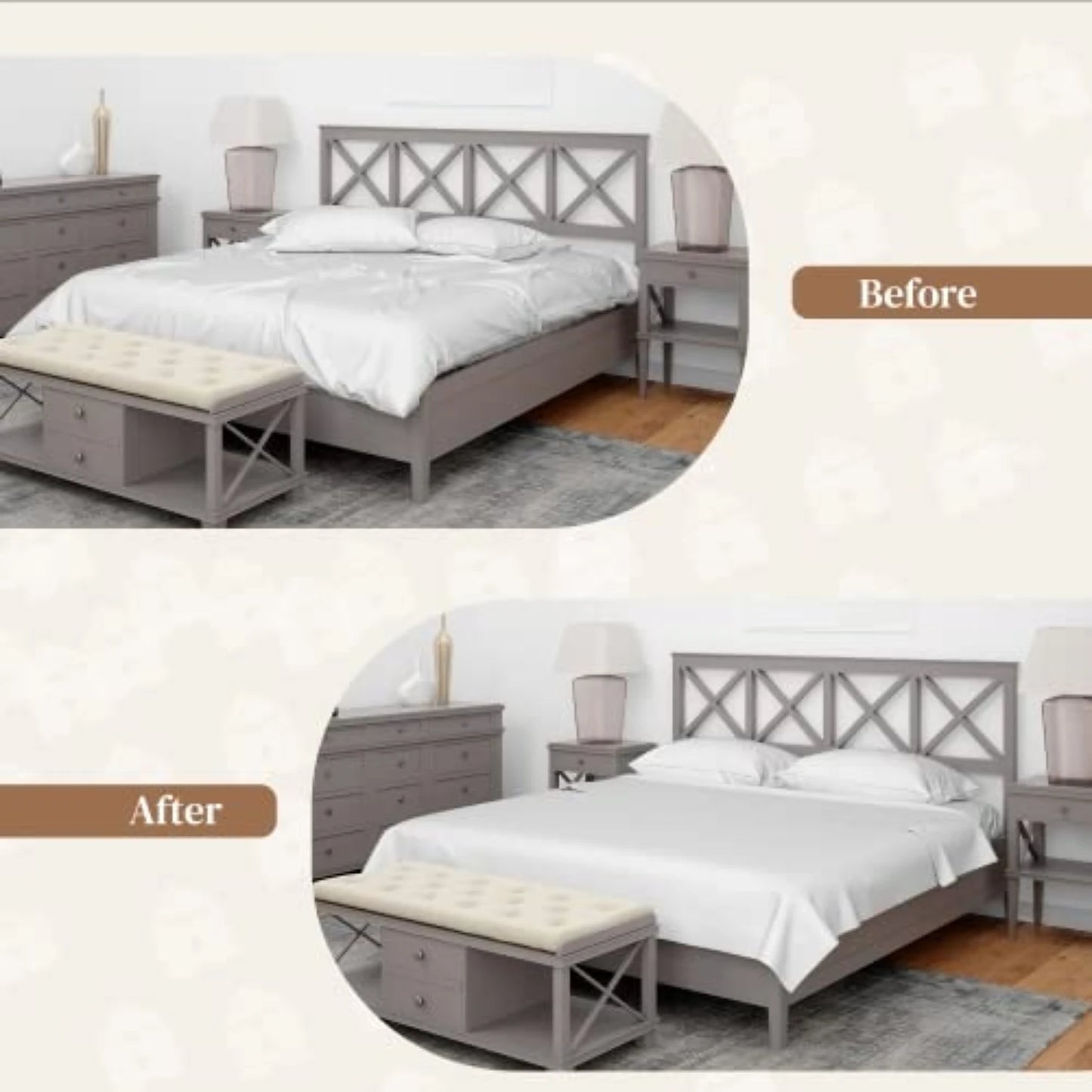 Adjustable Elastic Bed Sheet Straps With Metal Clips Four Pack