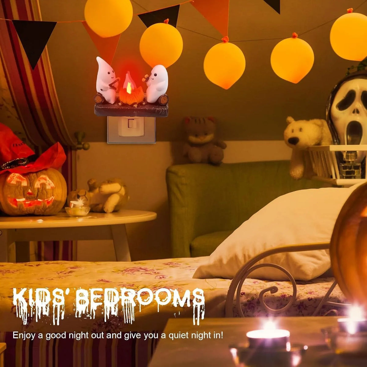 Ghost Campfire Flickering Night Light Halloween Indoor Figurine Lamps