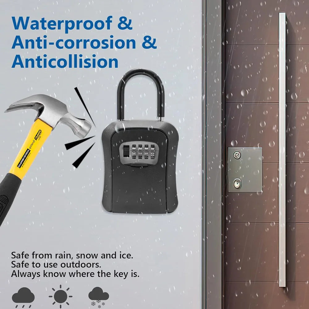 Portable Wall Mount 4 Digit Combination Key Lock Box Safe