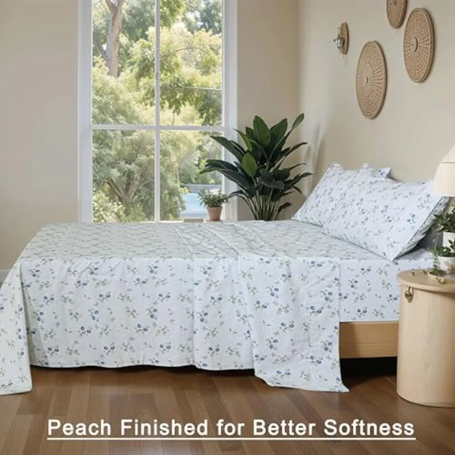 Cotton Percale Bed Sheets Crisp Cooling Breathable Comfort