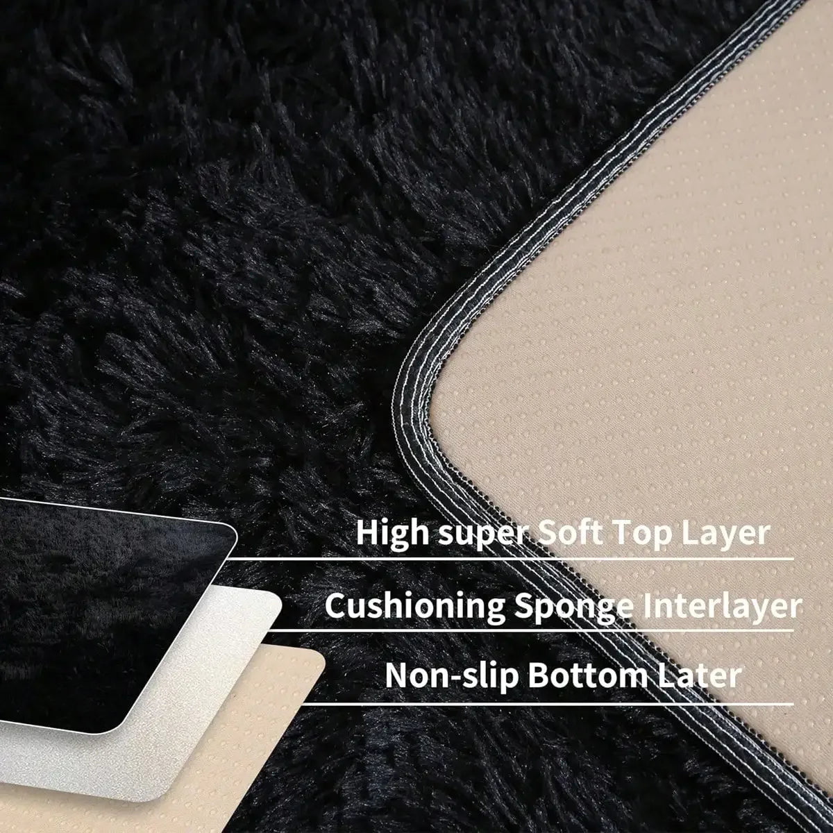 Thick Plush Cut Pile Carpet With Non Slip Protective Backing