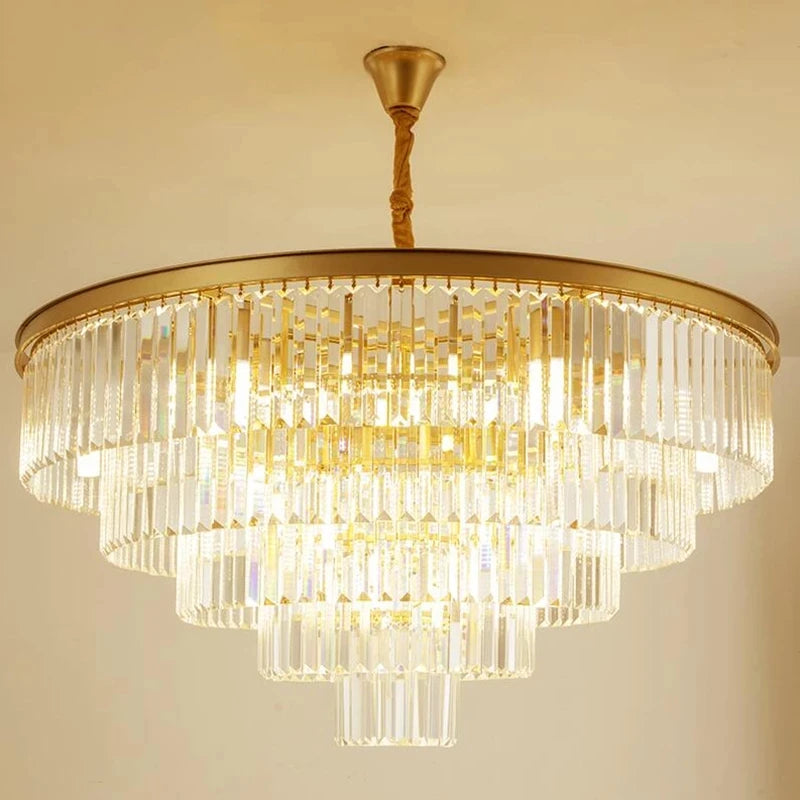 Luminaria Black Round Square Crystal LED Pendant Chandelier For Bedroom Living Dinning Room Corridor Hotel Gallery Hanging Lamps