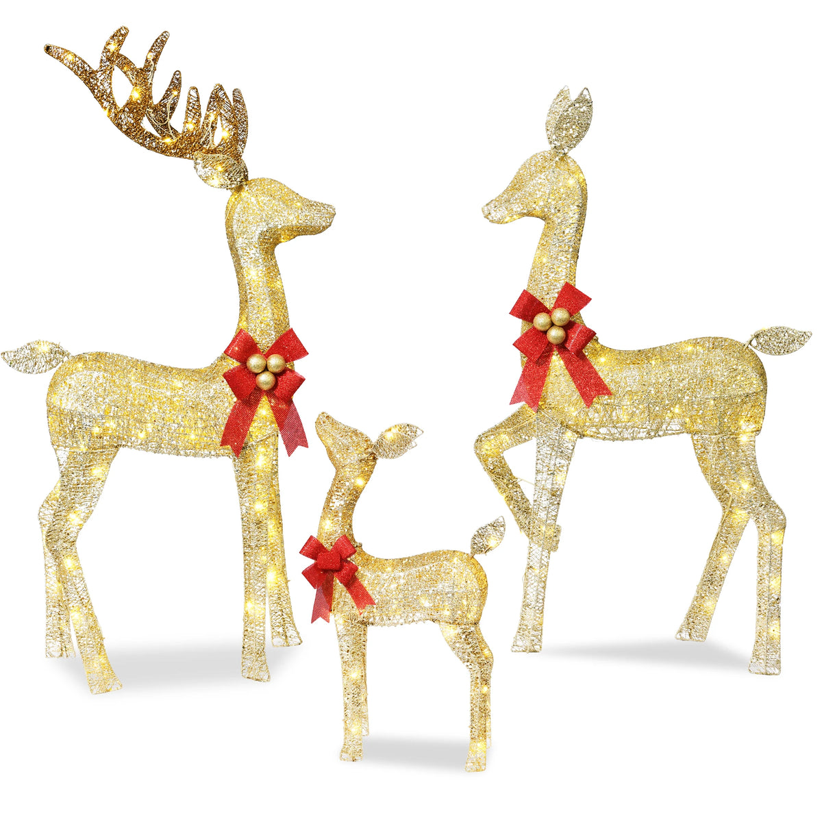 Outdoor Lighted Reindeer Family Christmas Yard Decor Led Lights