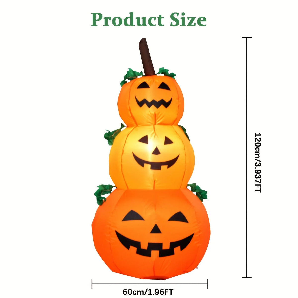 Halloween LED Inflatable Stacked Pumpkin Built In Lights Yard Decor