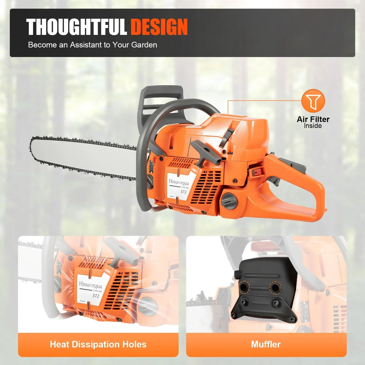 Cheuraivee 2 Stroke Gas Powered Chainsaw For Wood Cutting
