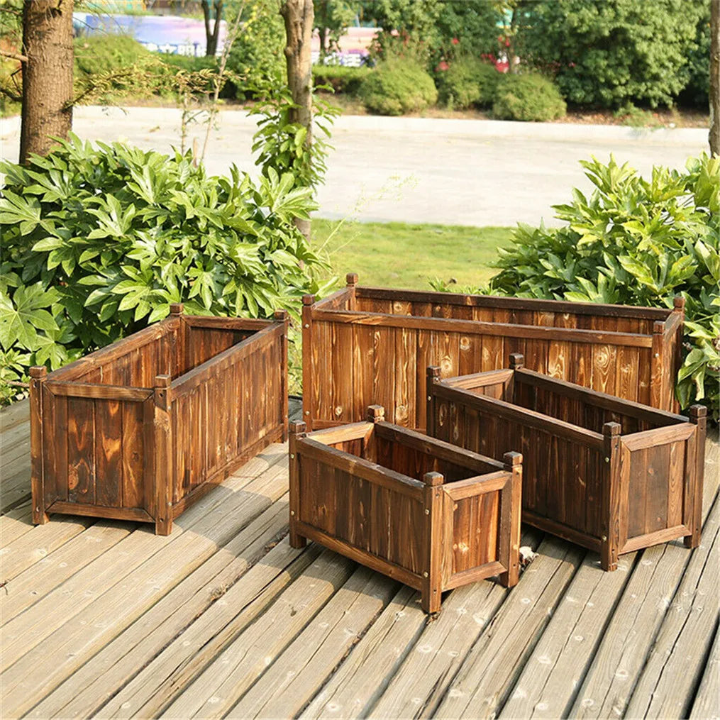 Premium Pine Wood Raised Garden Planter For Flowers And Herbs