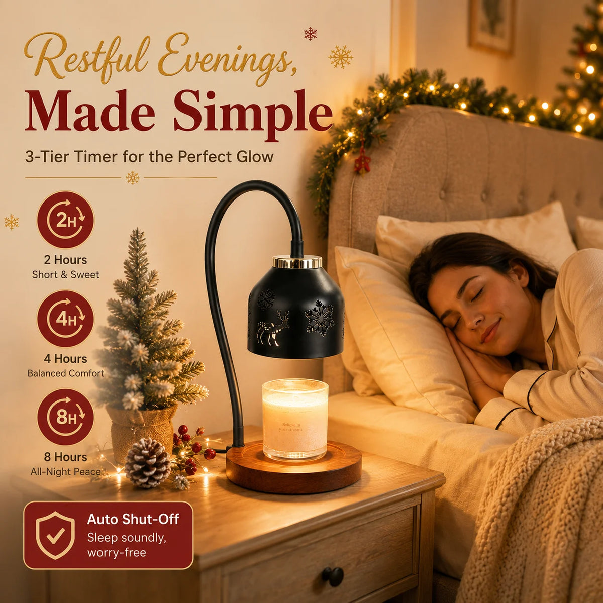 Dimmable Adjustable Candle Warmer Table Lamp With Auto Shut Off Timer