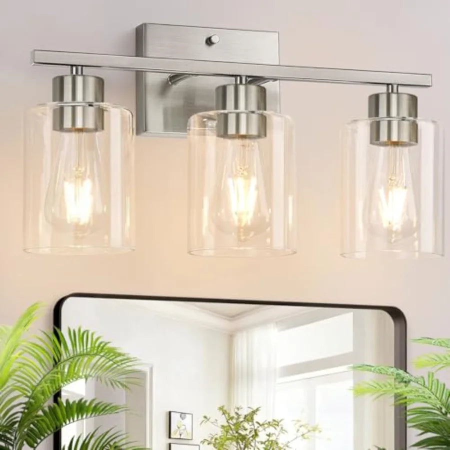Solar Powered Clear Glass Vanity Light Fixture For Bathroom Mirror