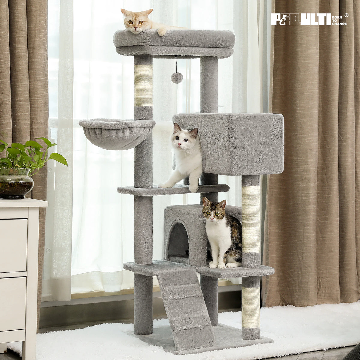 PAWZ Road Cat Tree Condo With Plush Perch Sisal Posts