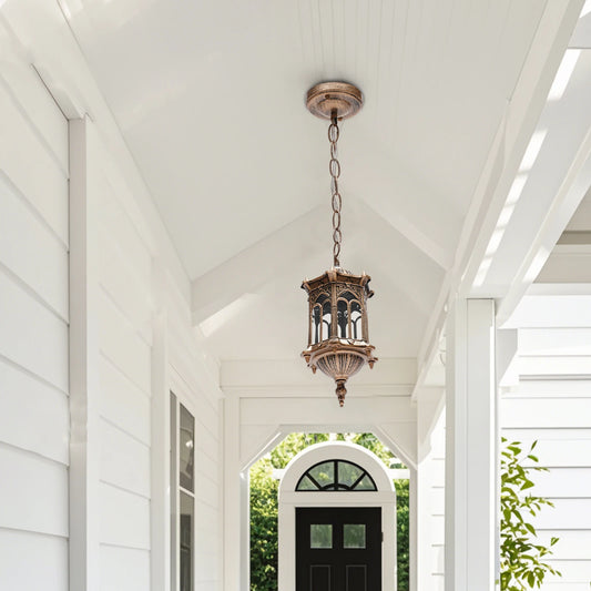 Vintage Ceiling Pendant Light Fixture, Outdoor Waterproof Chandelier Exterior Hanging Lantern Porch Light Ceiling Mount for Entrance Patio,Corridors,Balconies