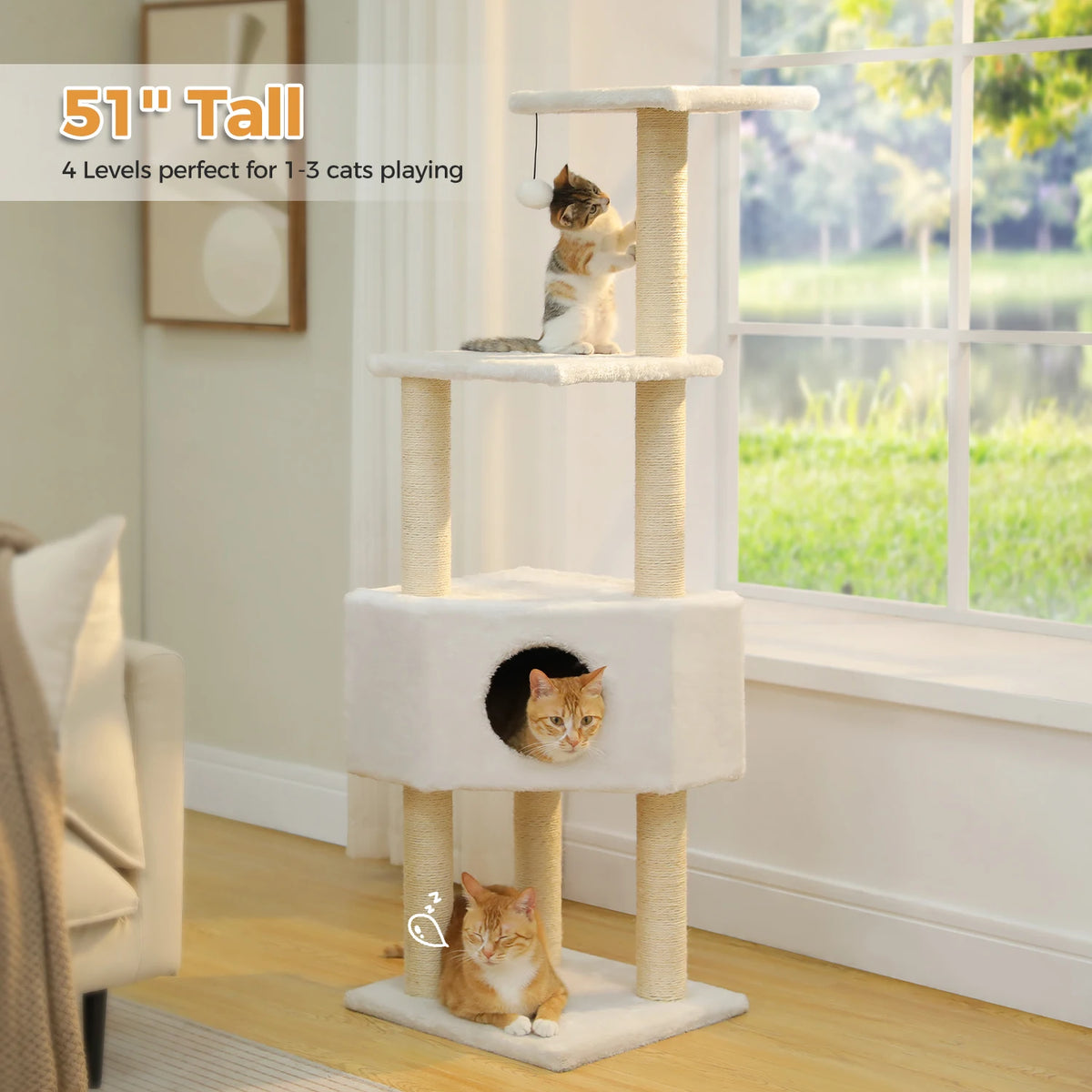PAWZ Road Cat Tree Condo With Plush Perch Sisal Posts