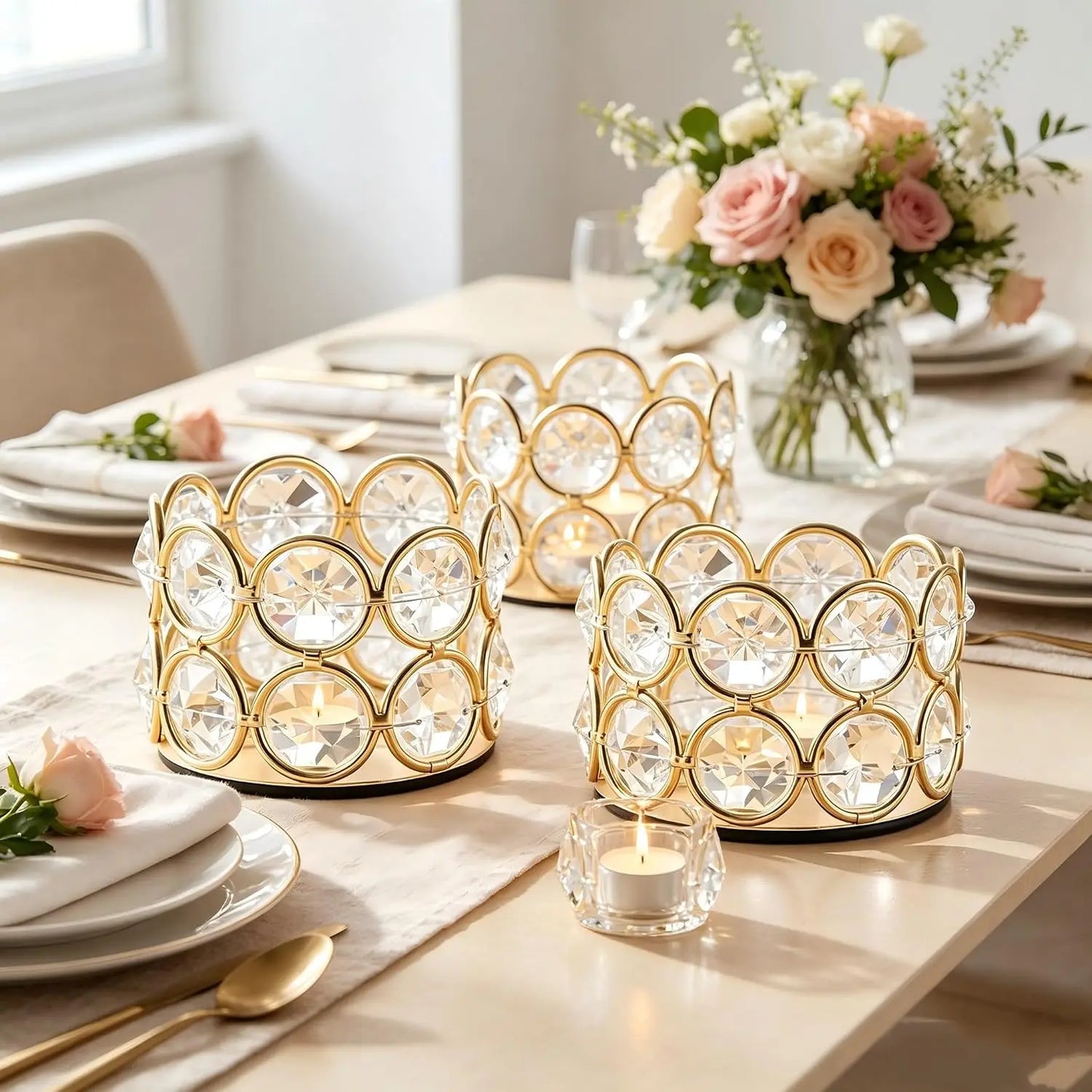 Vinciant 12Pcs Crystal Votive Candle Holders Wedding Party Decor