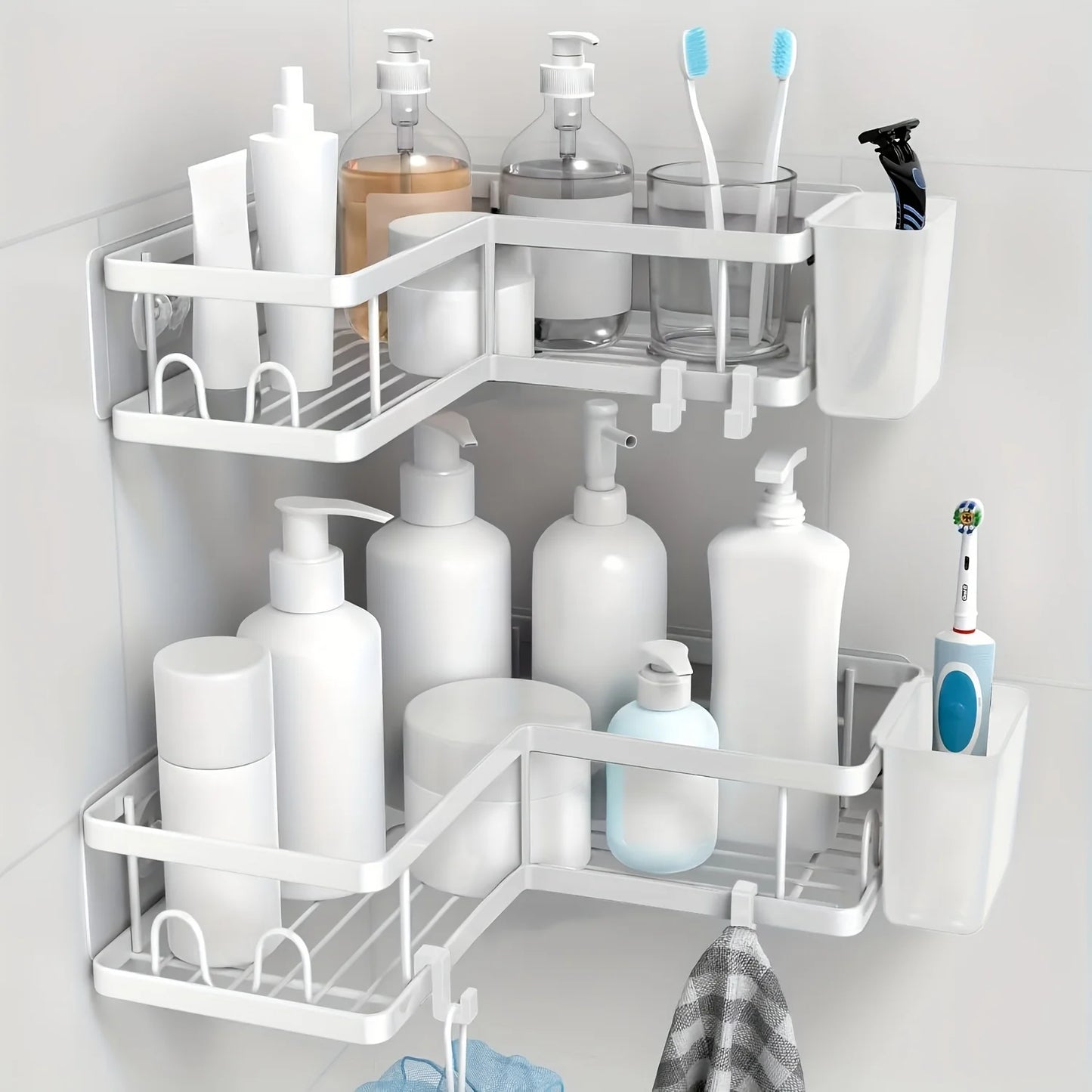 Corner Shower Caddy 3 Pack, Wall Mounted Stainless Steel Bathroom Organizer Shelf with Soap Dish, Adhesive No Drilling,