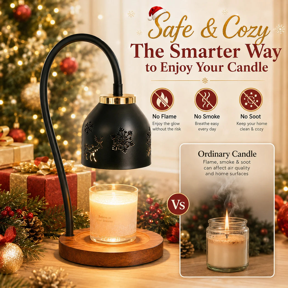 Dimmable Adjustable Candle Warmer Table Lamp With Auto Shut Off Timer