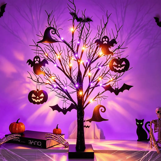 Halloween Ghost Tree With LED Lights And Outdoor Decor