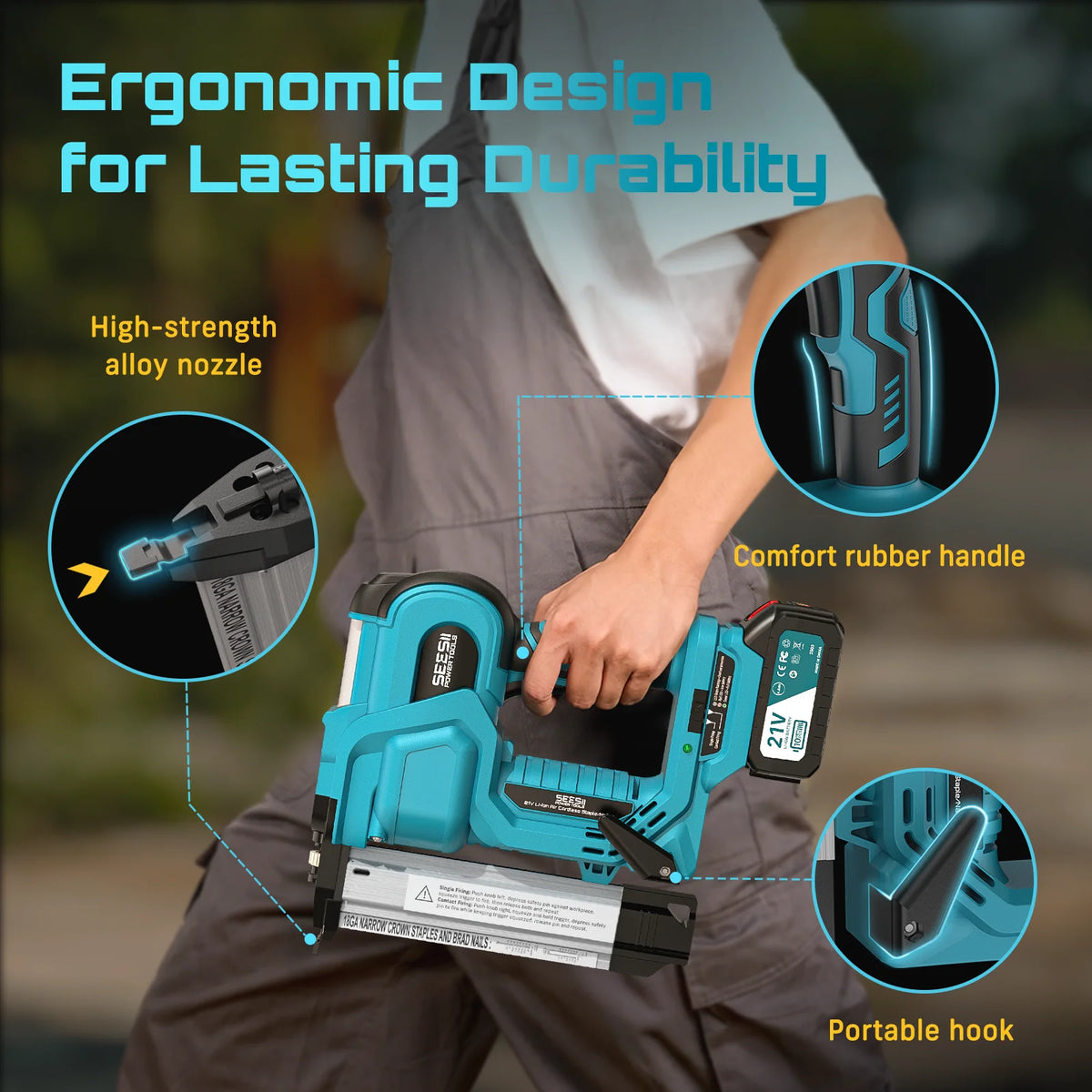 Seesii 2-in-1 Electric Nailer Stapler Depth Adjustable