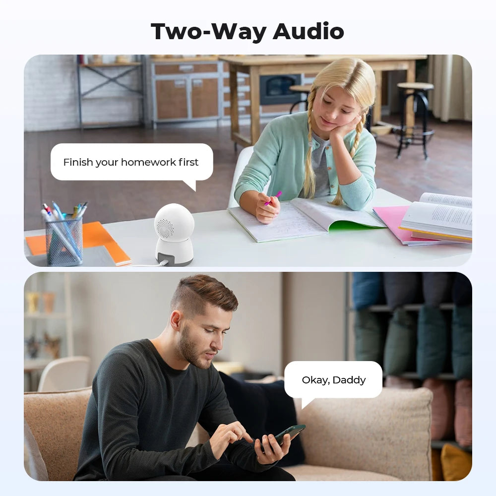 H.VIEW 3MP Wireless Indoor AI Human Detection Security Camera Audio