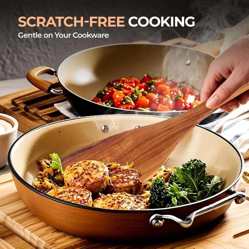 Teak Wood 5-Piece Utensil Set for Safe Odor-Free Cooking