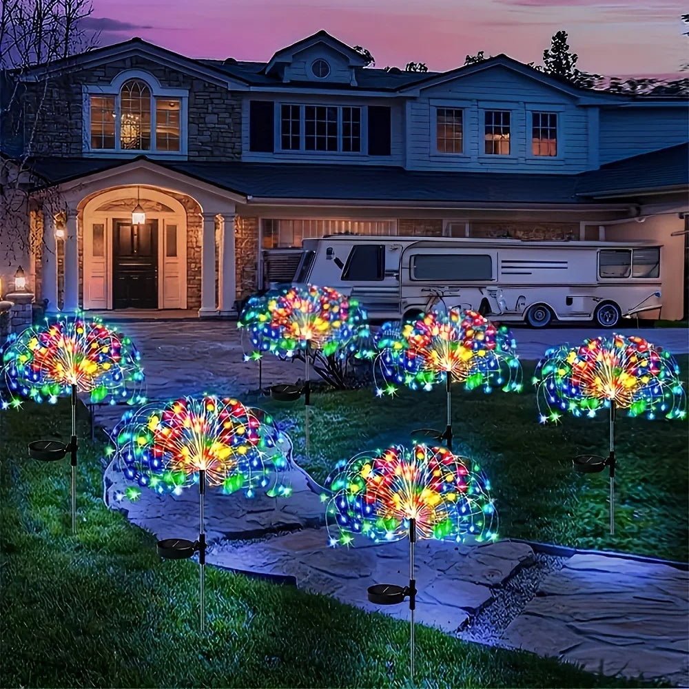 4 Pack, 420/300/200/60LED each, Solar Fireworks Light Outdoor waterproof Fairy Garden Lights 8 Lighting Modes DIY Starburst Solar Lamps Holiday Decorative Lights clearance