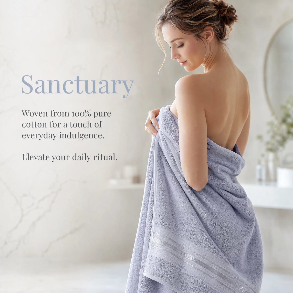 Luxury Turkish Cotton Six Piece Towel Set for Bathroom
