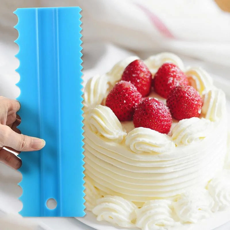 Plastic Double Sided Cake Scraper Set For Patterned Cream Decorating