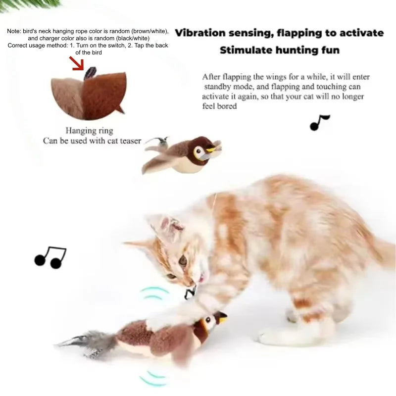 Interactive Plush Simulated Bird Toy For Cats And Dogs