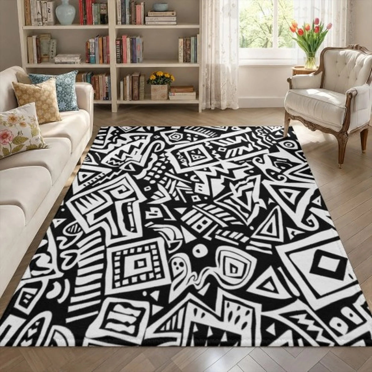 Modern Geometric Area Rug For Contemporary Living Room Decor
