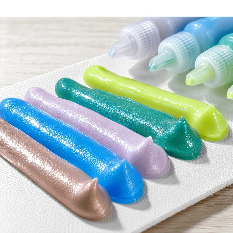 3D Paint Set 12 Bottles Palette Brushes Raised Texture Supplies