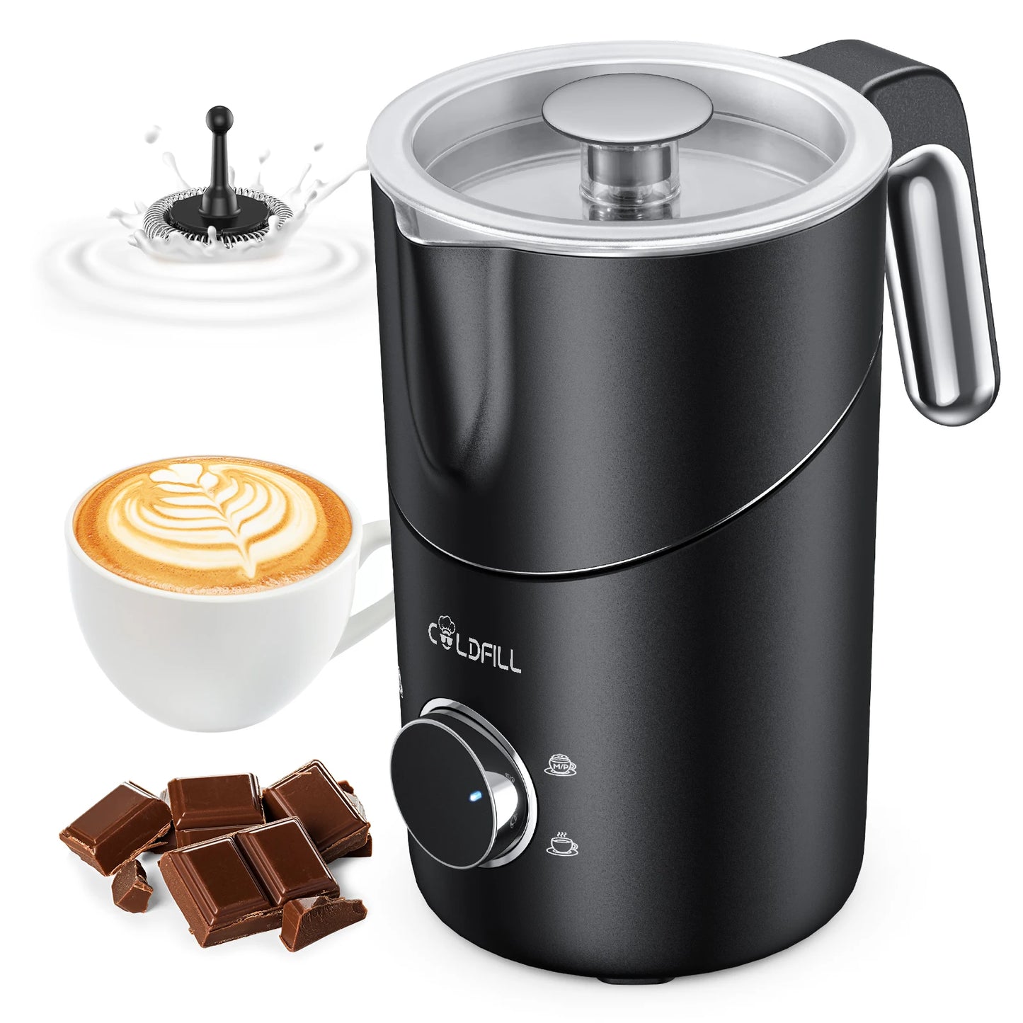 Electric Milk Frother For Coffee Cappuccino Latte Automatic Rotary Foamer 6 in 1 Hot and Cold Milk Foam Maker Split Type Mixer