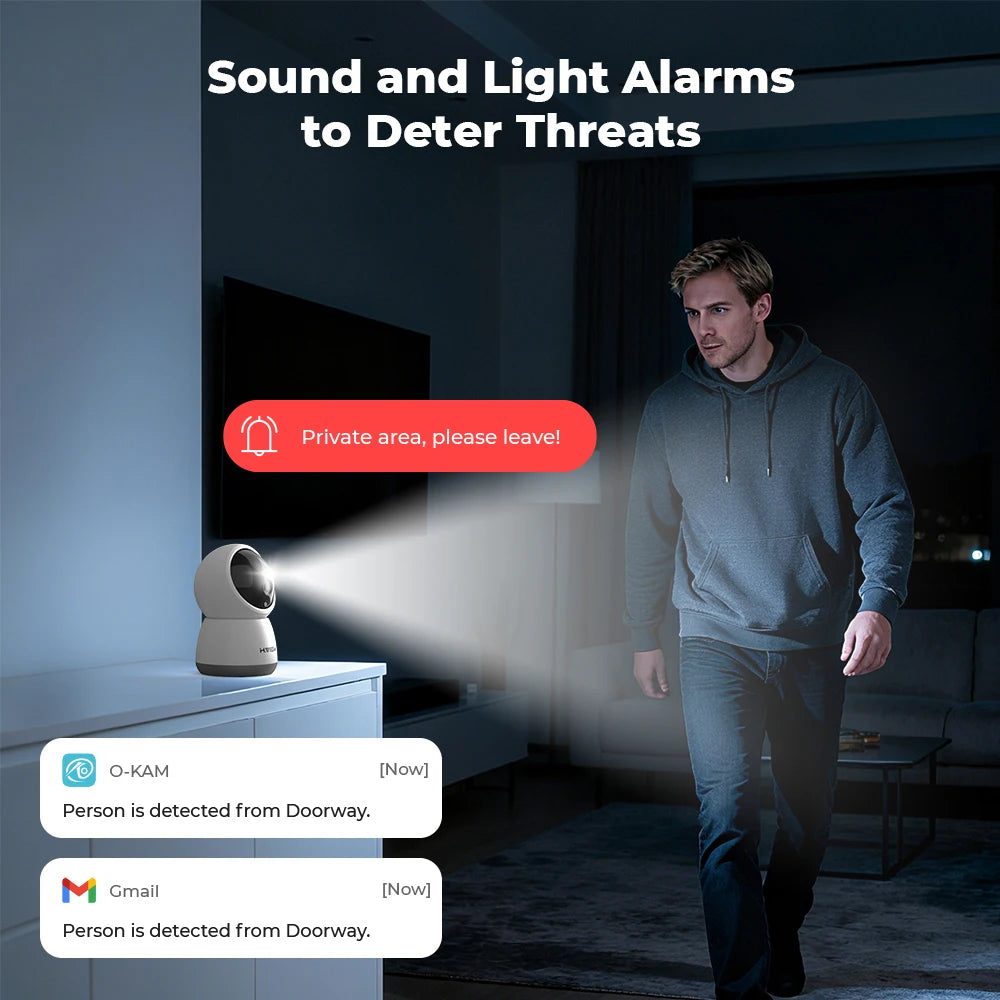 H.VIEW 3MP Wireless Indoor AI Human Detection Security Camera Audio