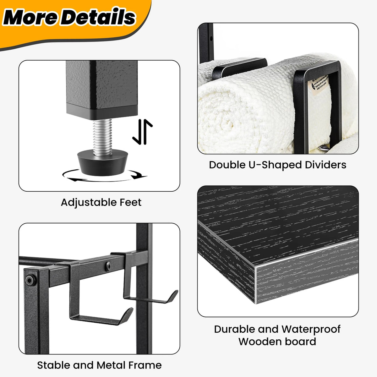 Freestanding Three Tier Stainless Steel Bathroom Towel Rack