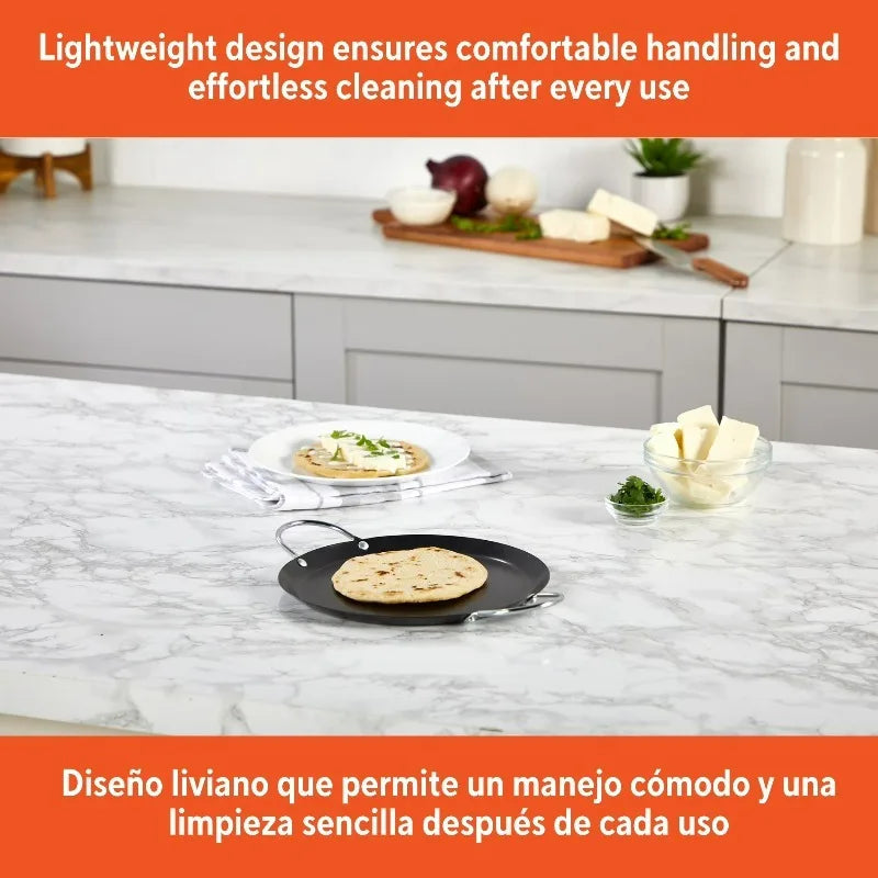 Premium Carbon Steel Nonstick Round Comal With Metal Handles
